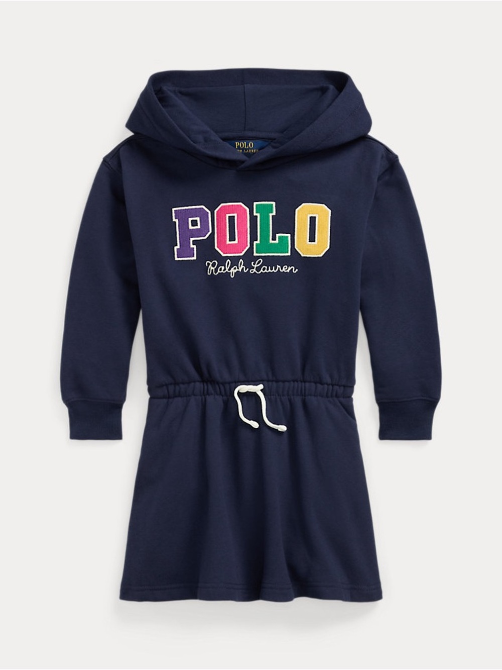 Polo by Ralph Lauren Navy Hooded Sweatshirt Dress with Multicolor Logo